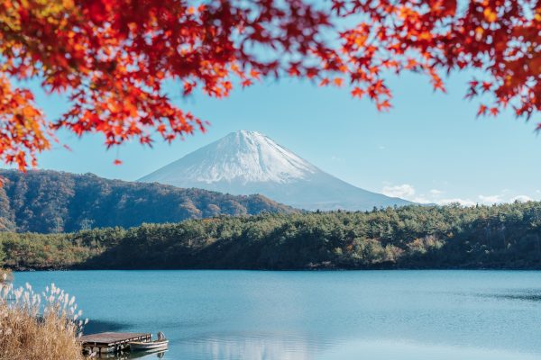 The Mount Fuji surrounded by the lake
