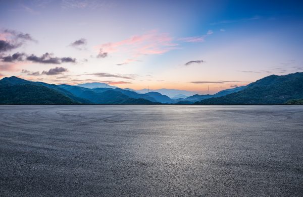 The asphalt and the stunning nature