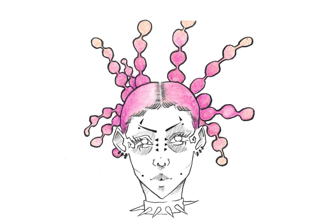 Pink hair like a star