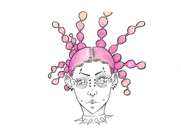 Pink hair like a star
